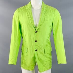 DRIES VAN NOTEN Size 36 Green Lime Silk Cotton Quilted Notch Lapel Jacket